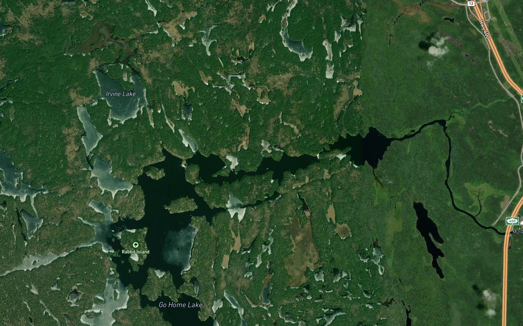 Satellite map of the Flatrock Lake