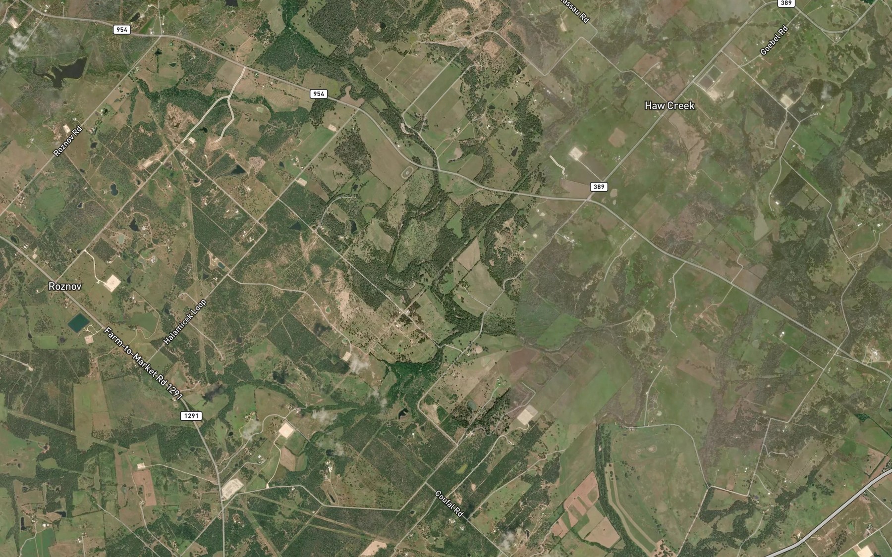 Satellite map of the Haw Creek