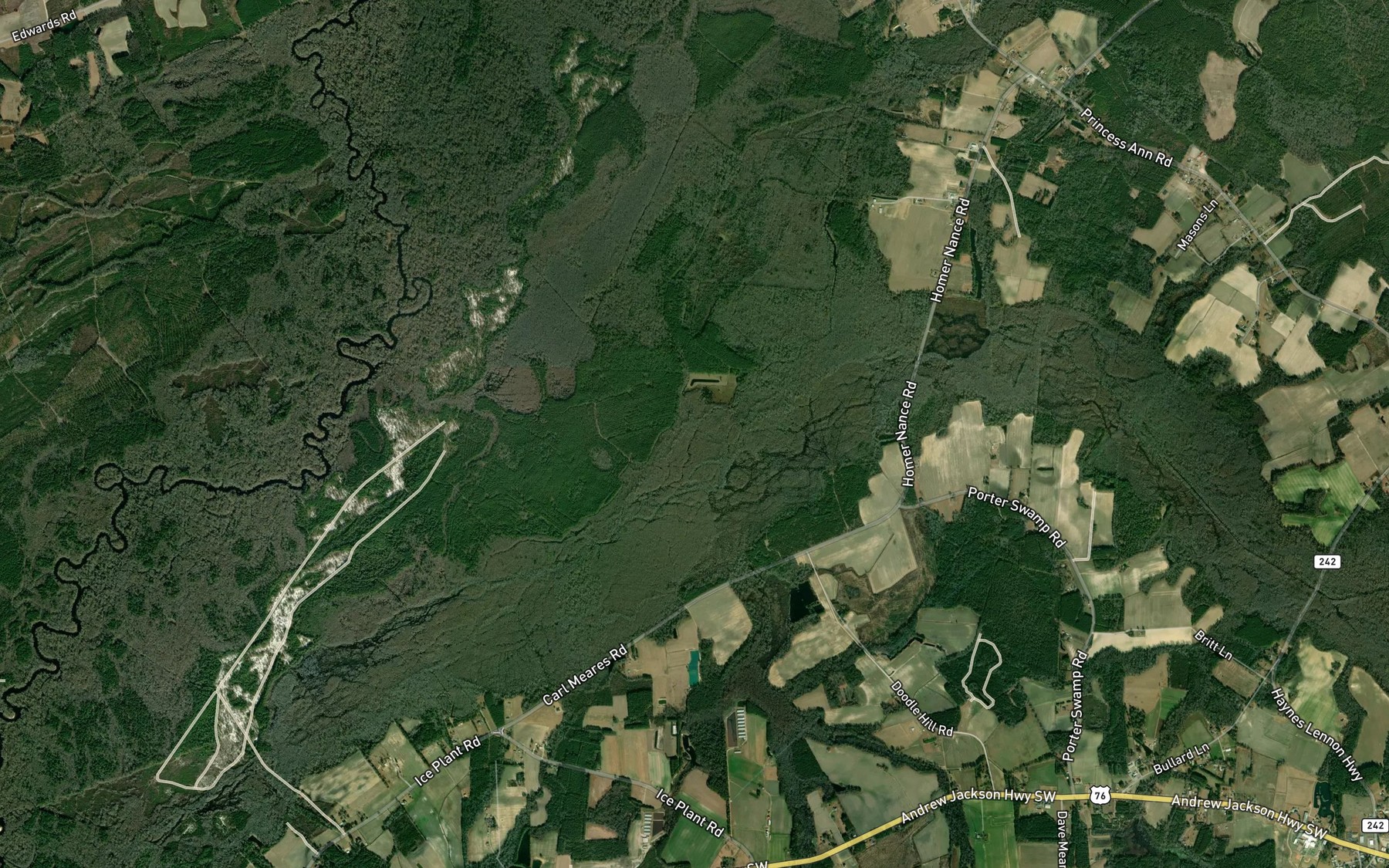 Satellite map of the Mill Branch