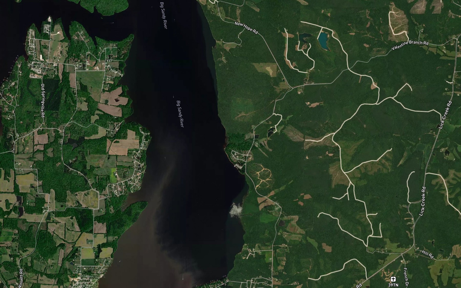 Satellite map of the Hope Creek