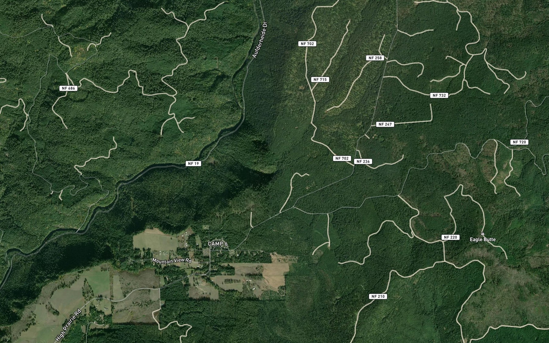 Satellite map of the Fourth Creek