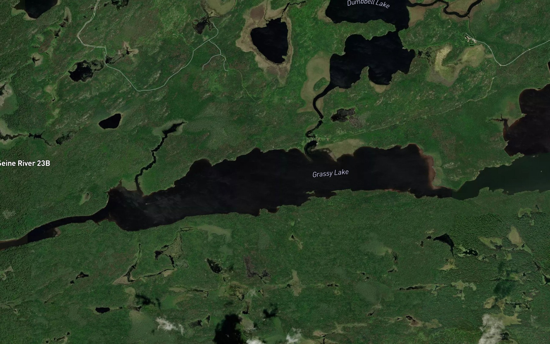 Satellite map of the Chief Neverwash Creek
