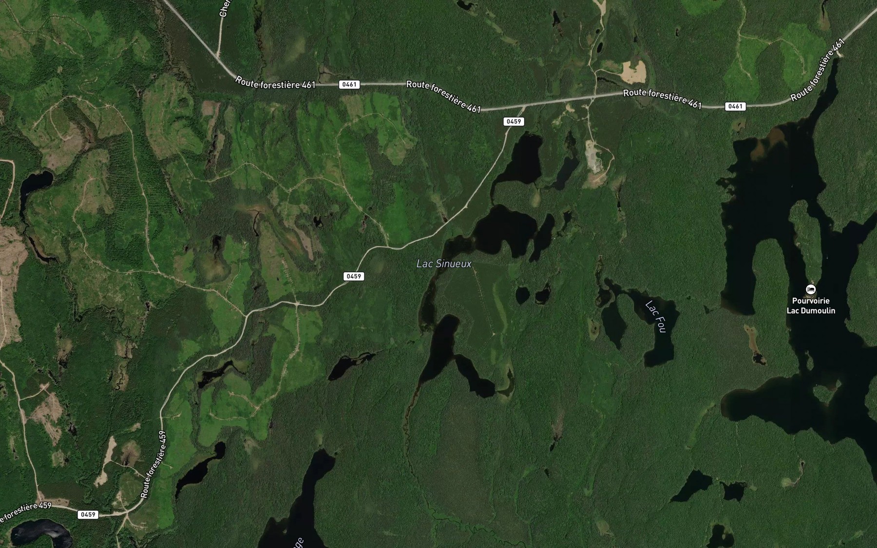 Satellite map of the Lac Sinueux