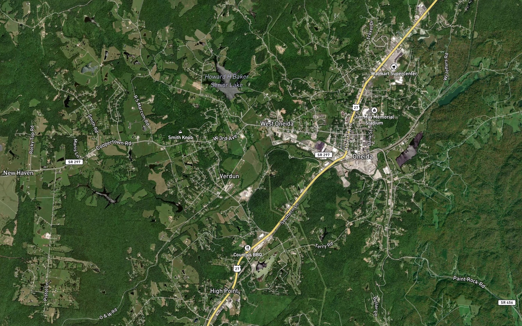 Satellite map of the North Fork Pine Creek