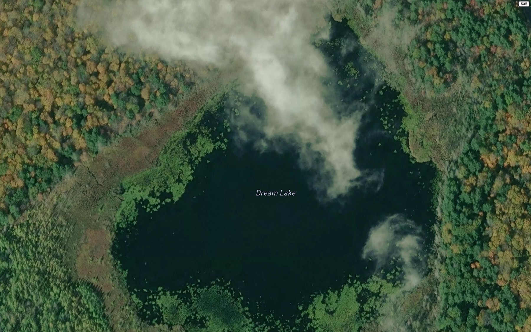 Satellite map of the Dream Lake