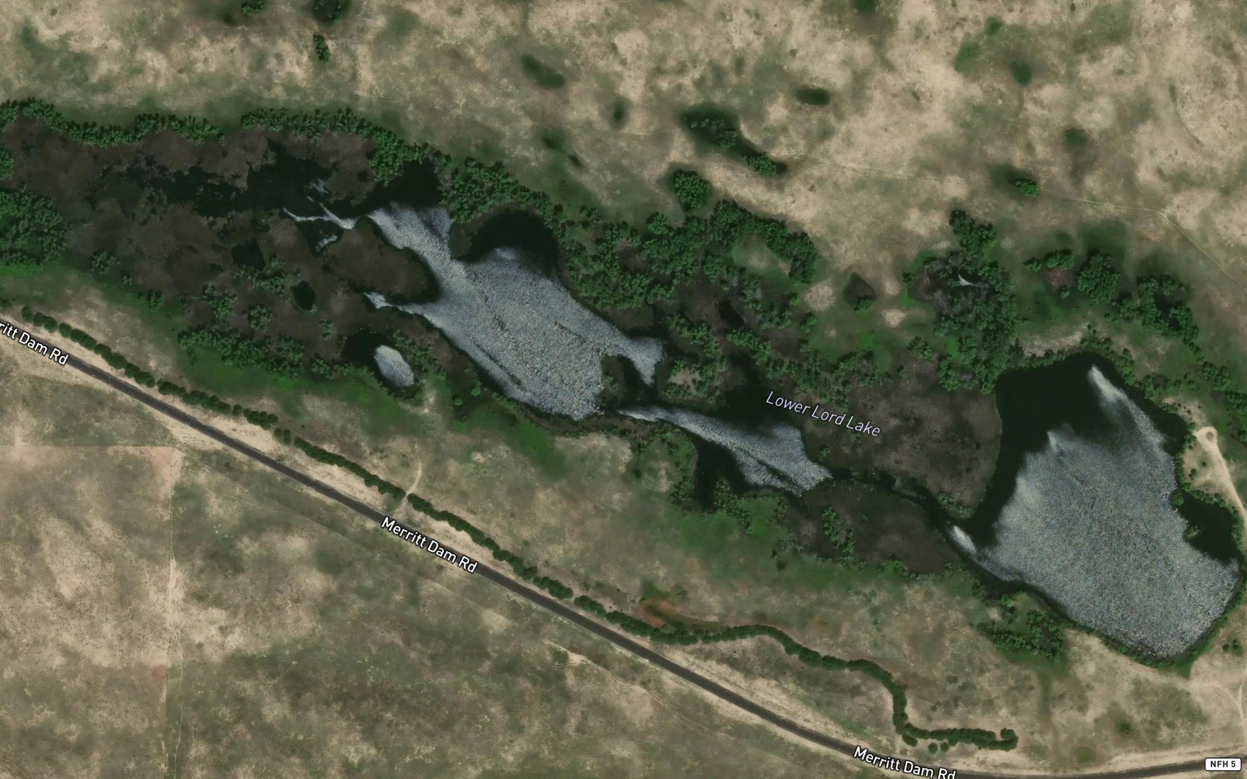 Satellite map of the Lord Lakes
