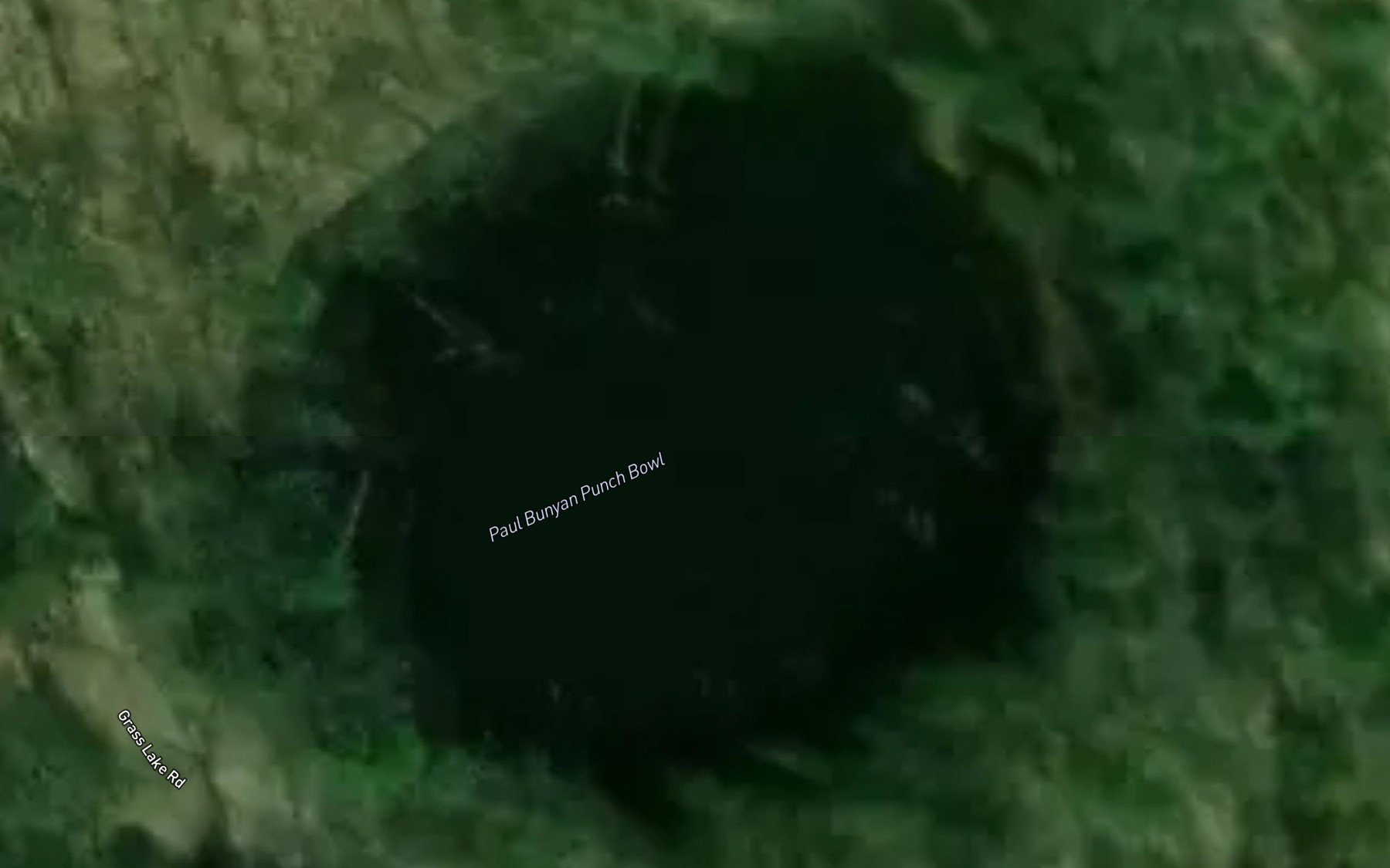 Satellite map of the Paul Bunyan Punch Bowl