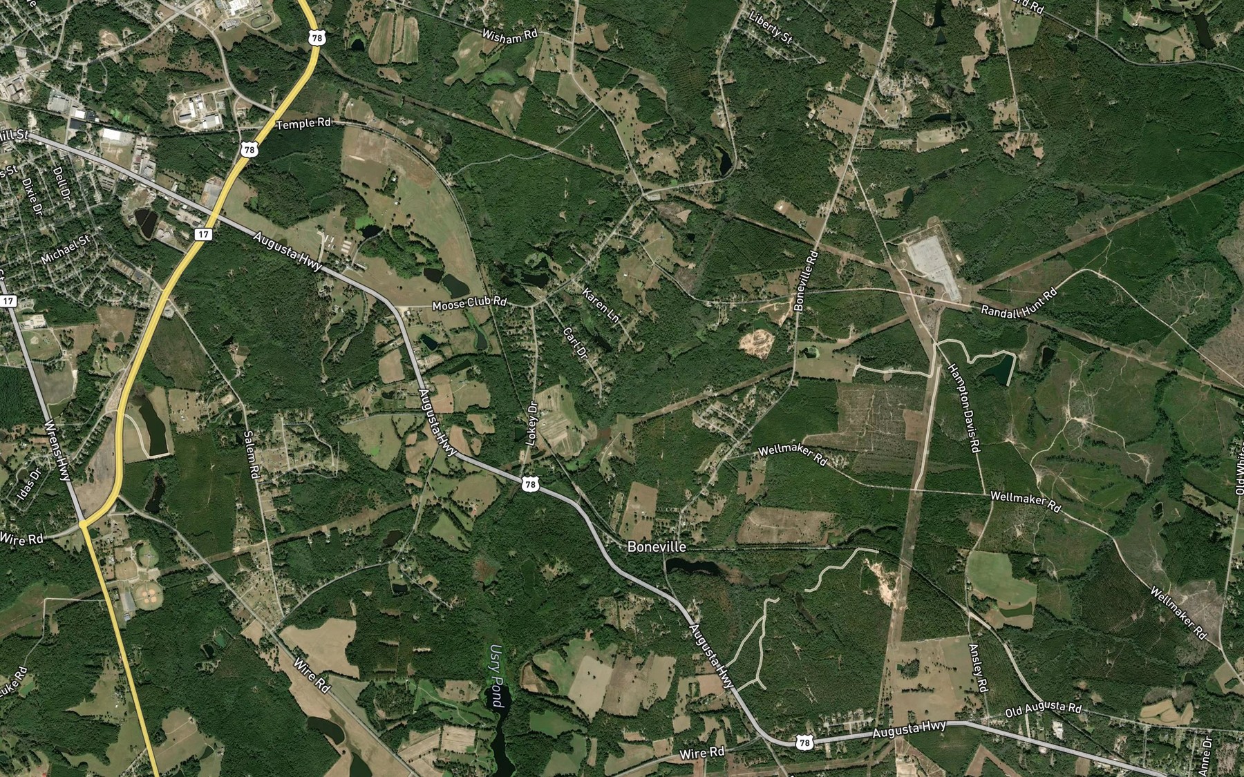 Satellite map of the Danley Branch