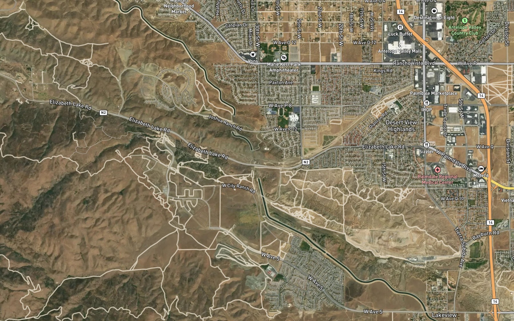Satellite map of the Leona Siphon