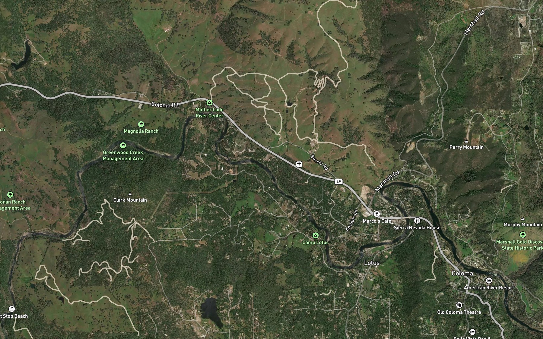 Satellite map of the Brush Creek