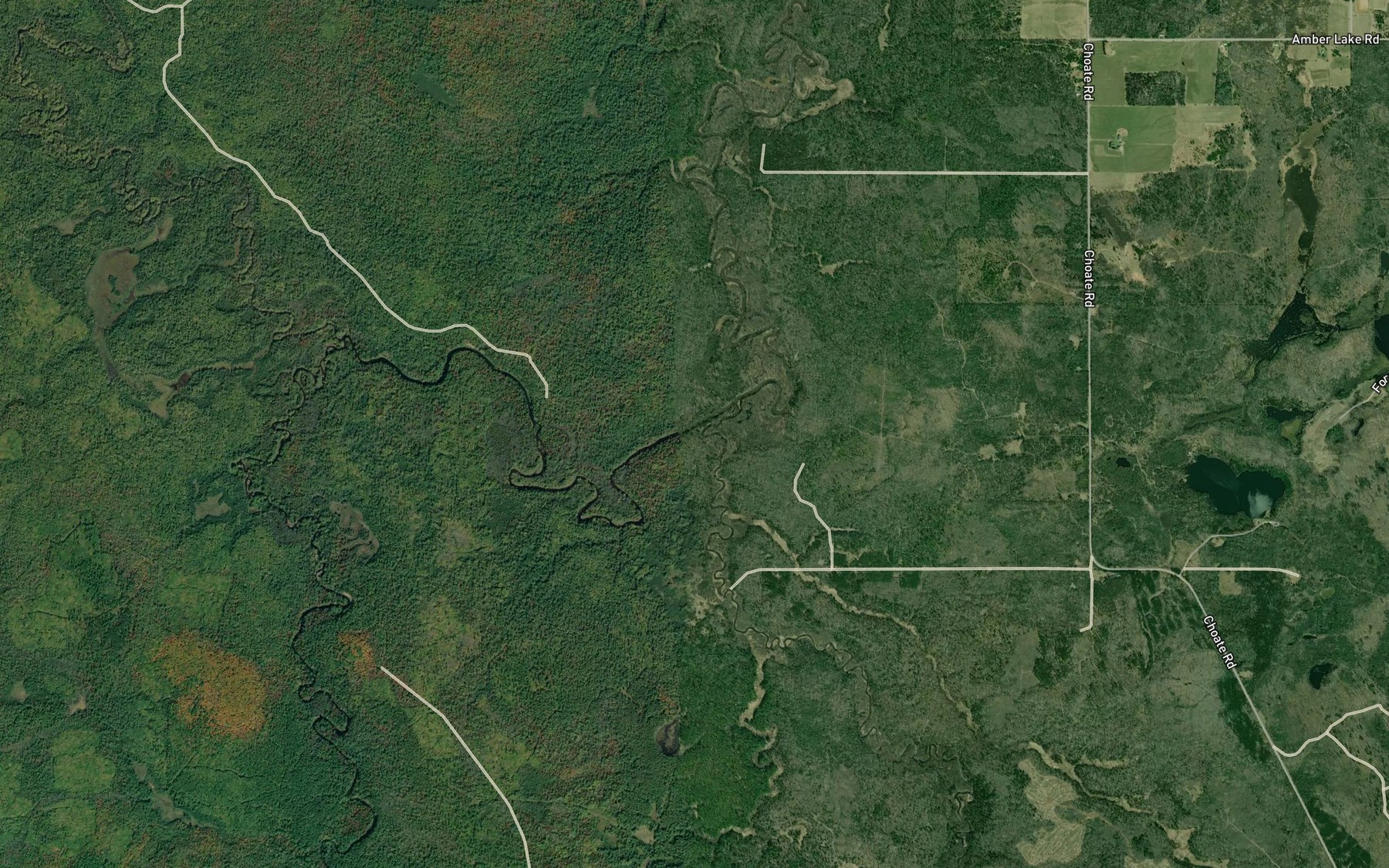 Satellite map of the Sucker Creek