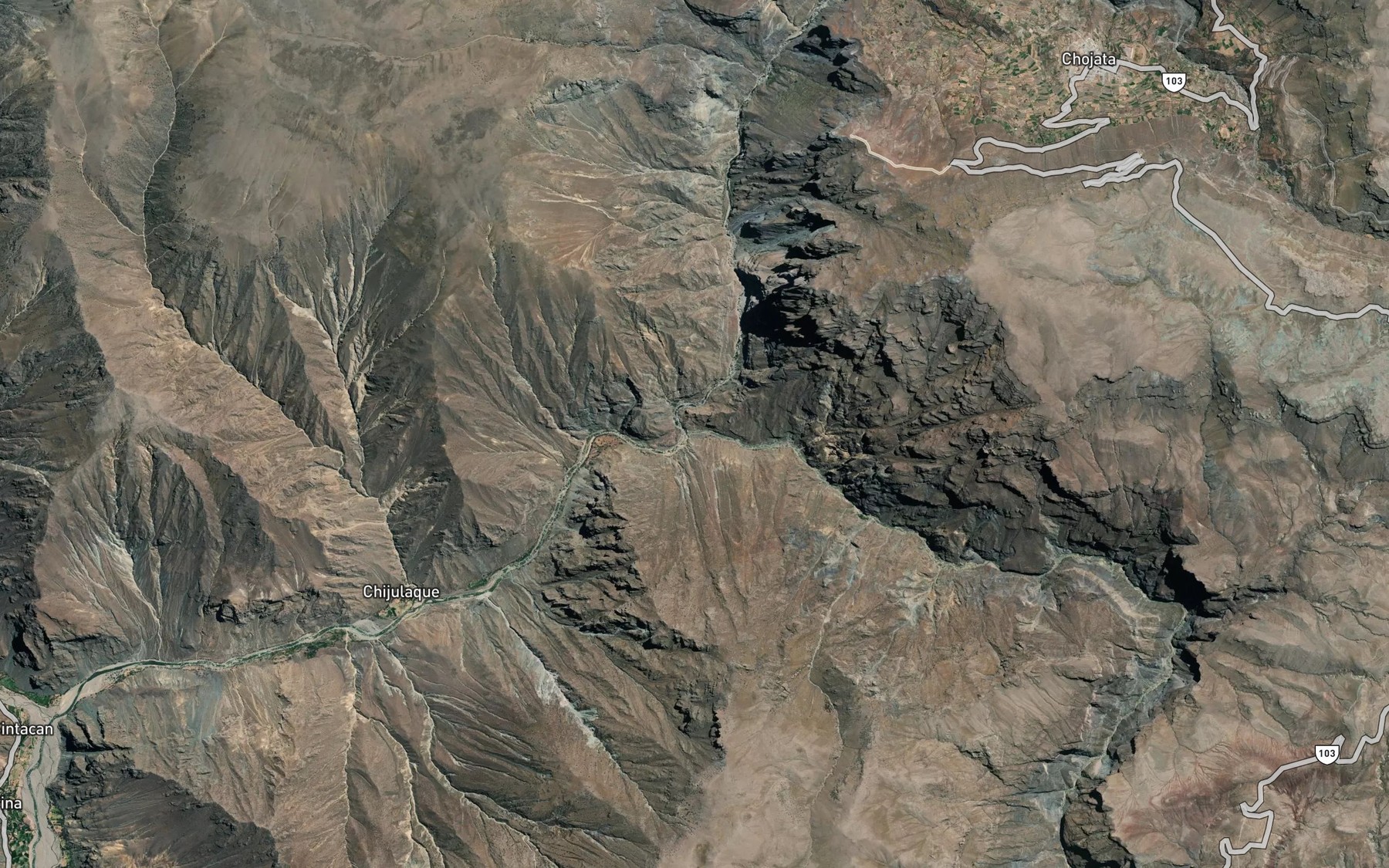 Satellite map of the Rio Coralaque