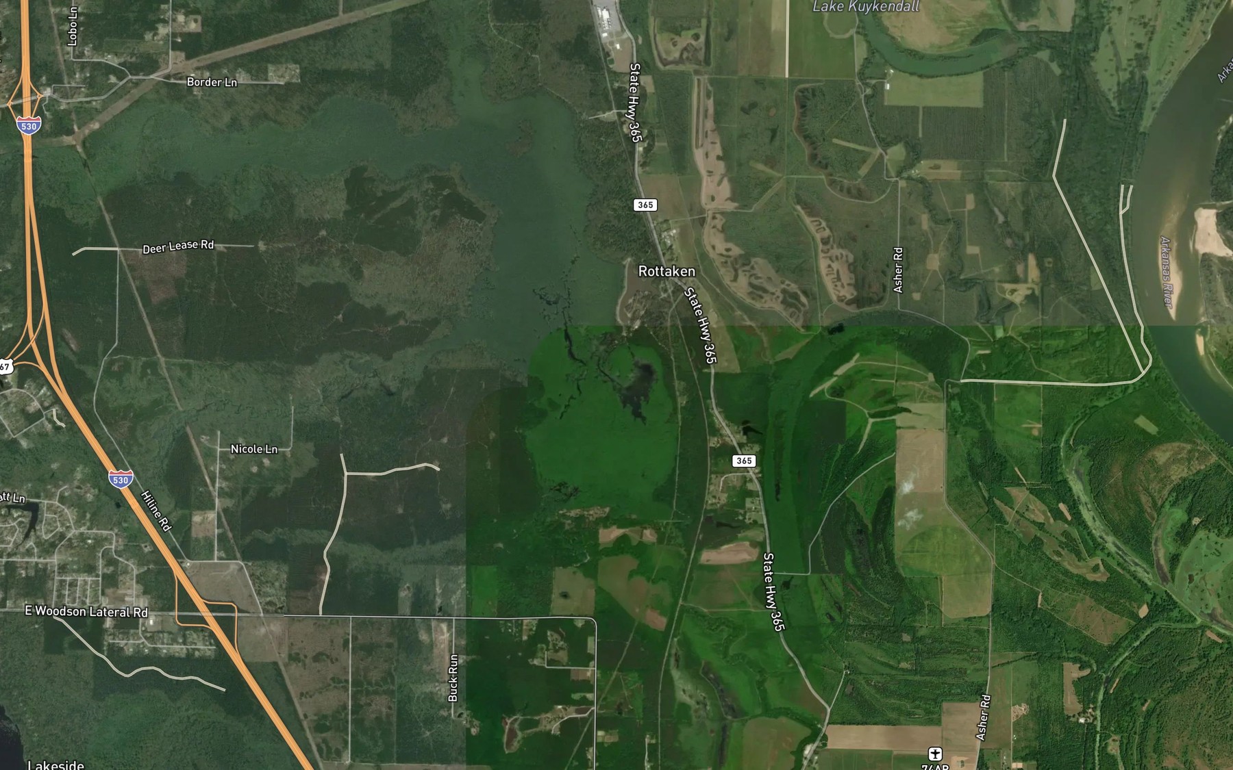 Satellite map of the Big Lake