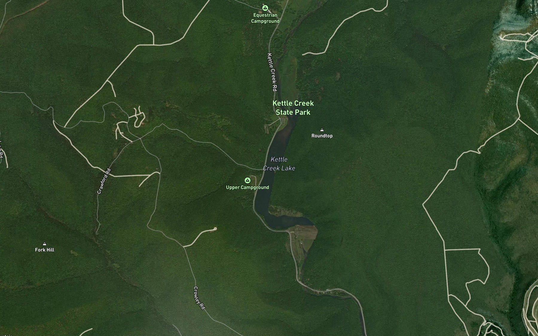 Satellite map of the Sugar Camp Run