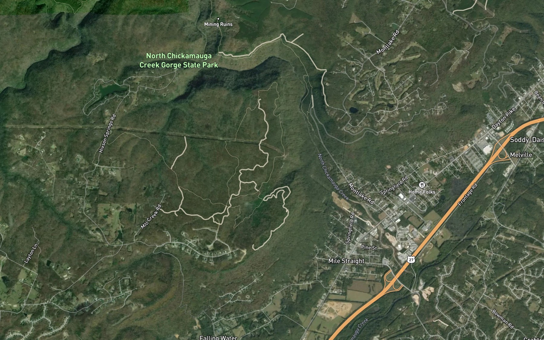 Satellite map of the Flipper Bend