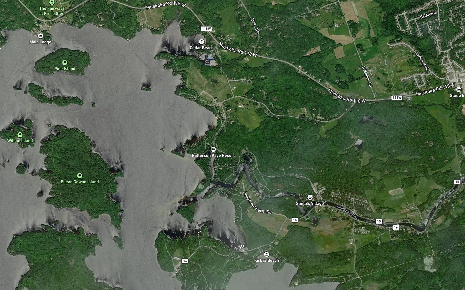 Satellite map of the Sandy Bay