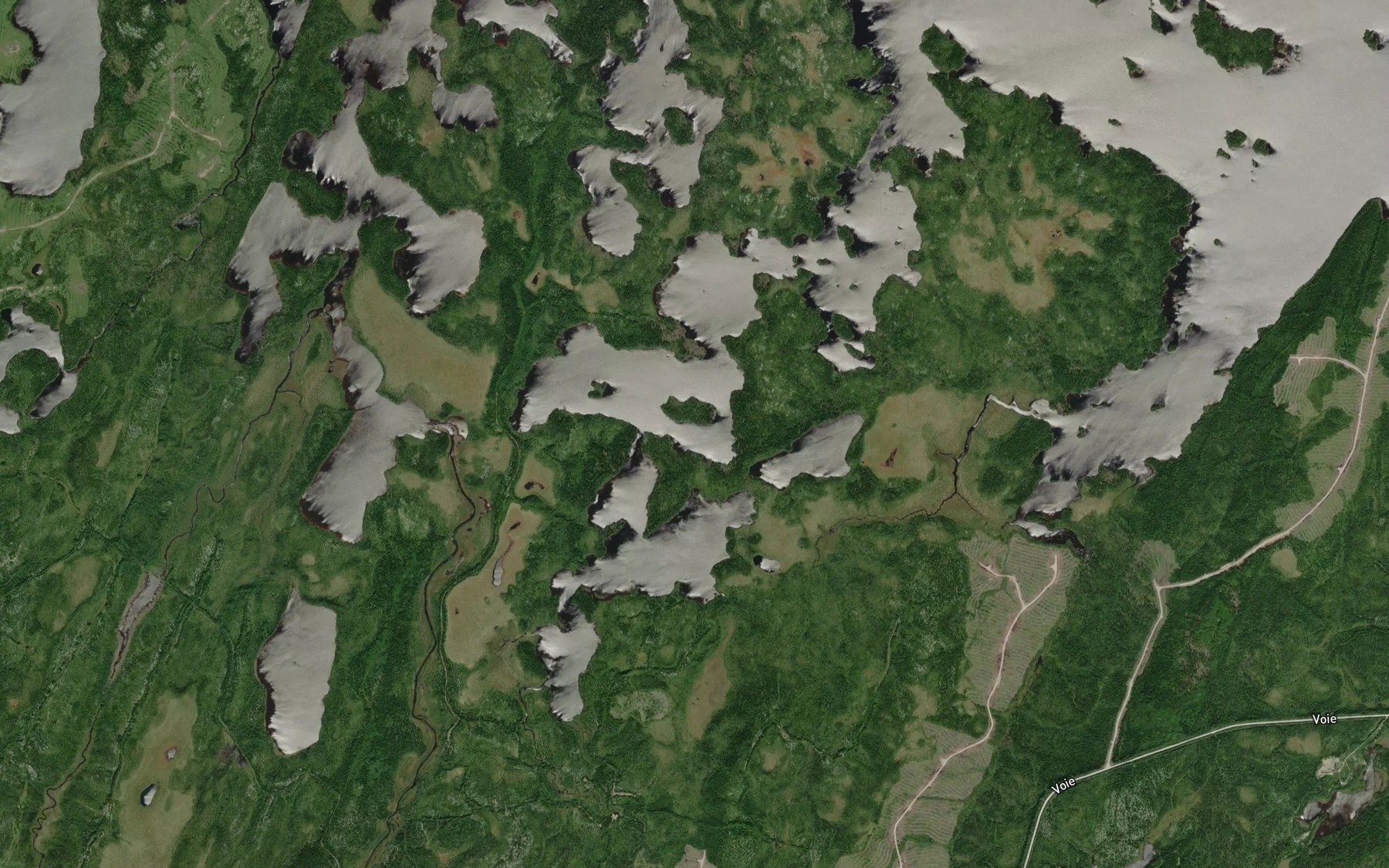 Satellite map of the Deuxieme baie des Lacs Obatogamau