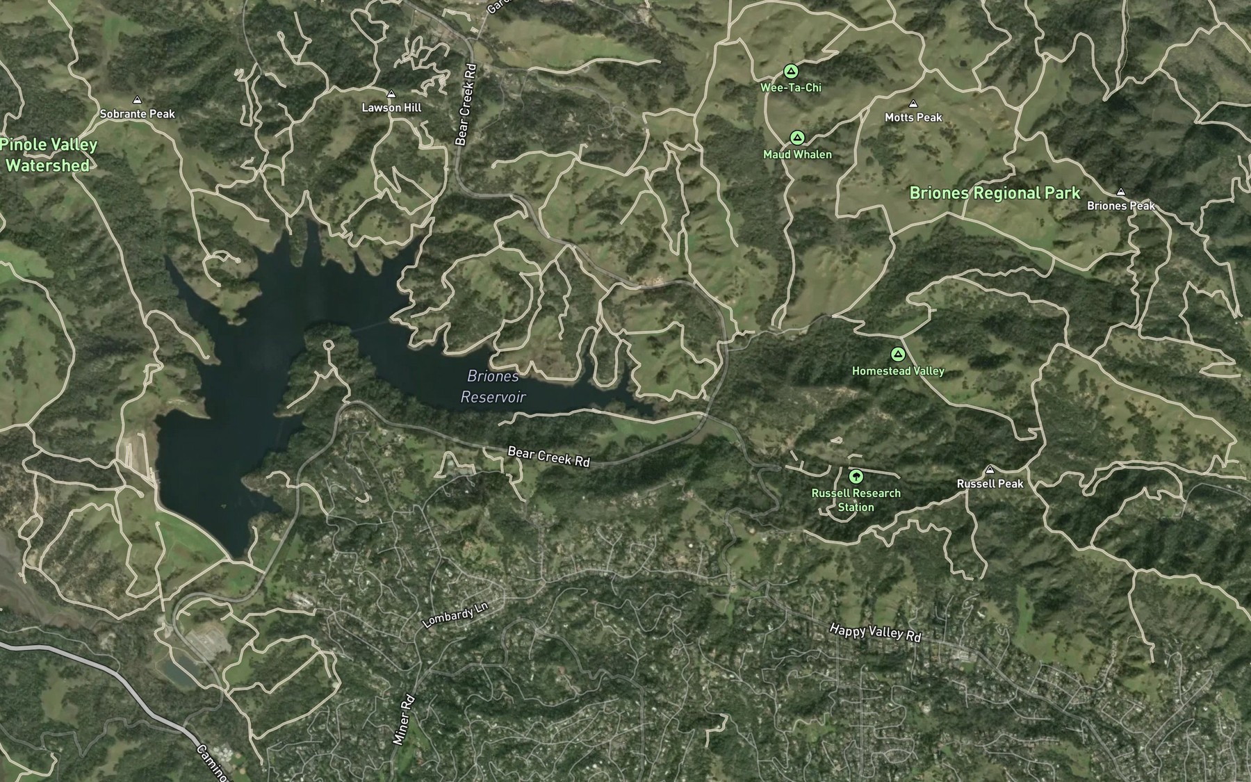 Satellite map of the Bear Creek