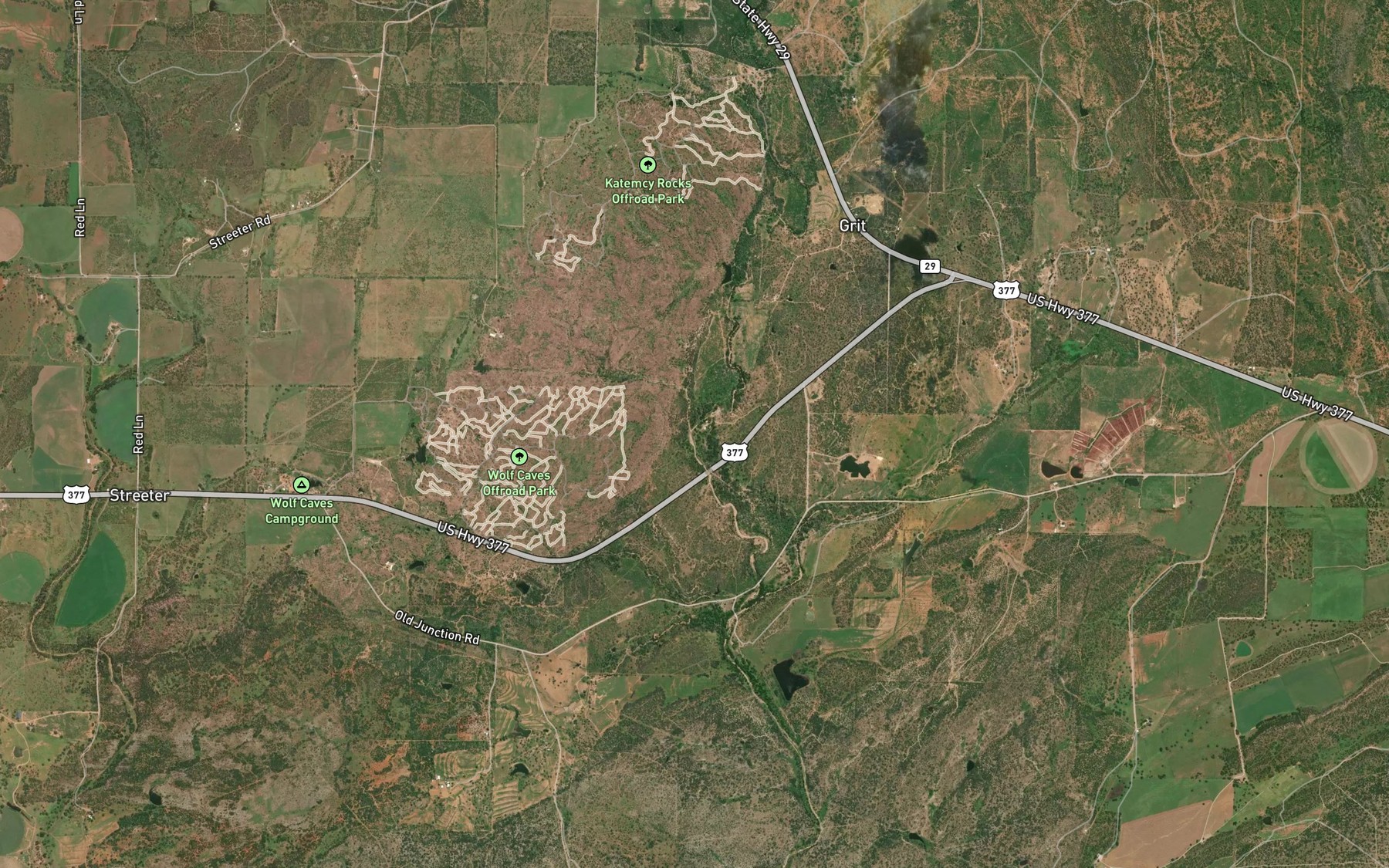 Satellite map of the Lick Branch