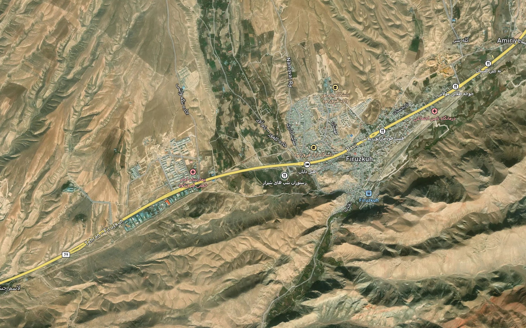 Satellite map of the Rudkhaneh-ye Savashi