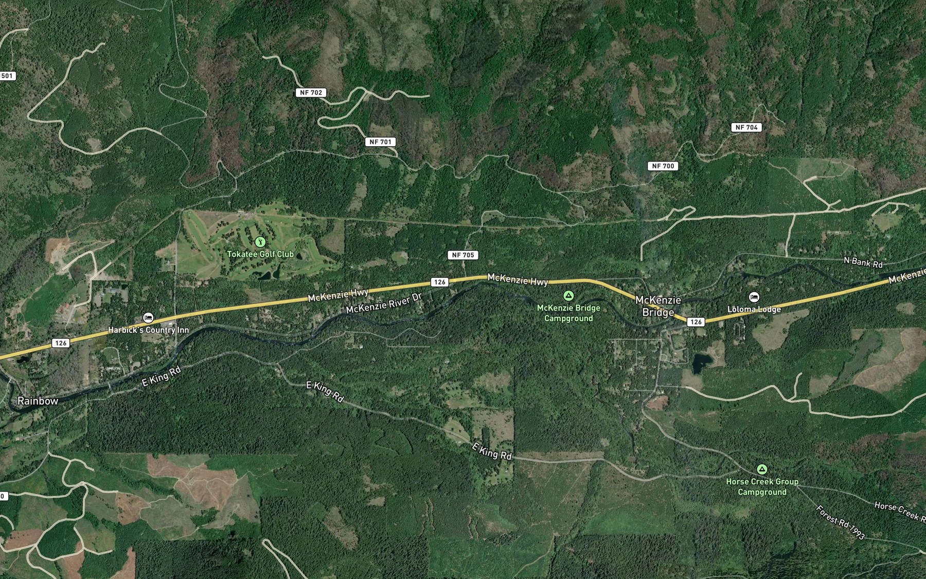 Satellite map of the Florence Creek