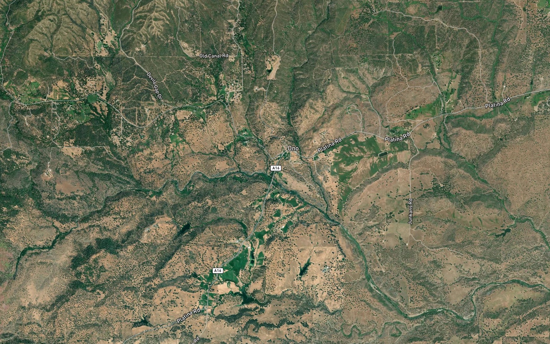 Satellite map of the Rector Creek