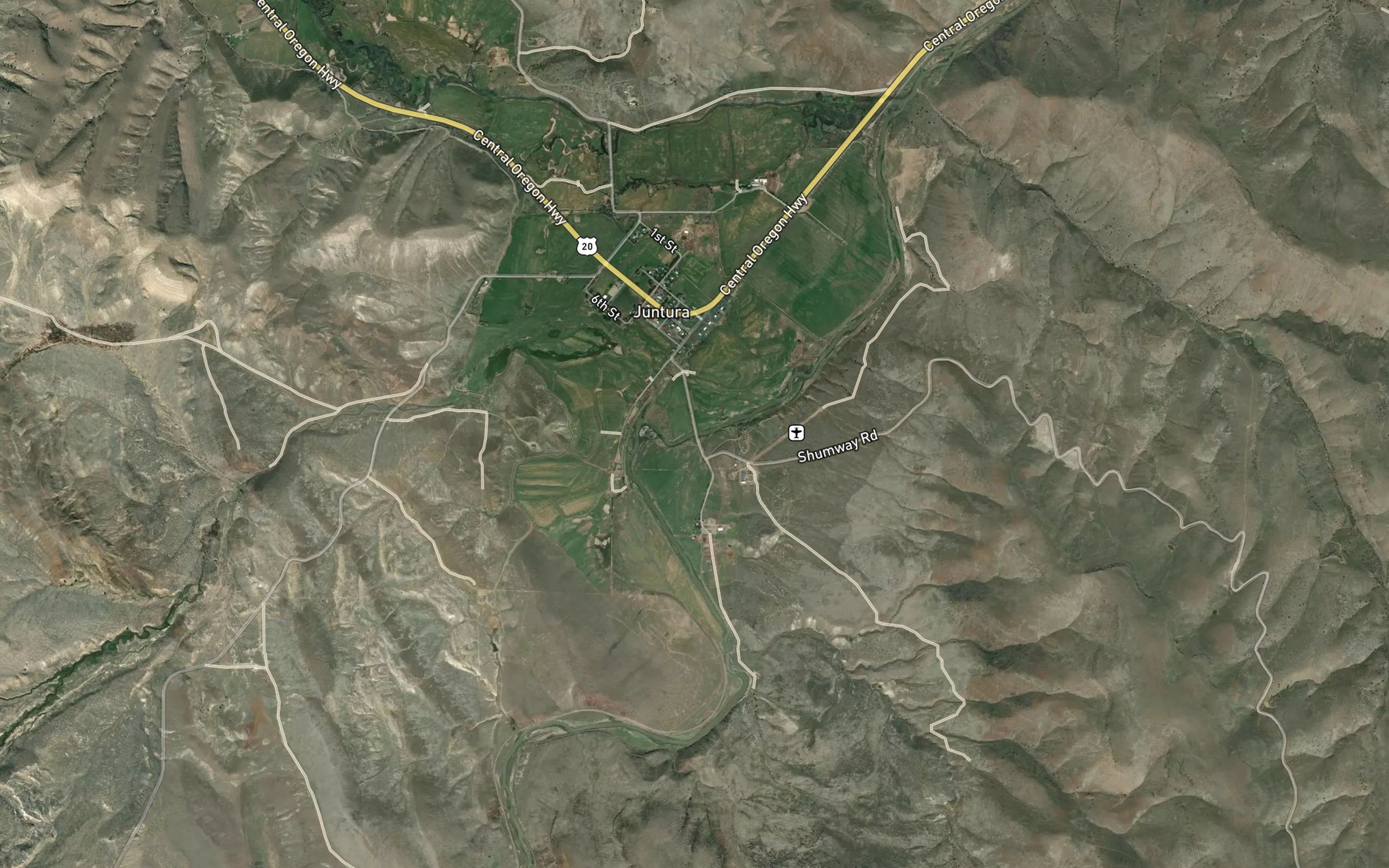 Satellite map of the Butte Creek