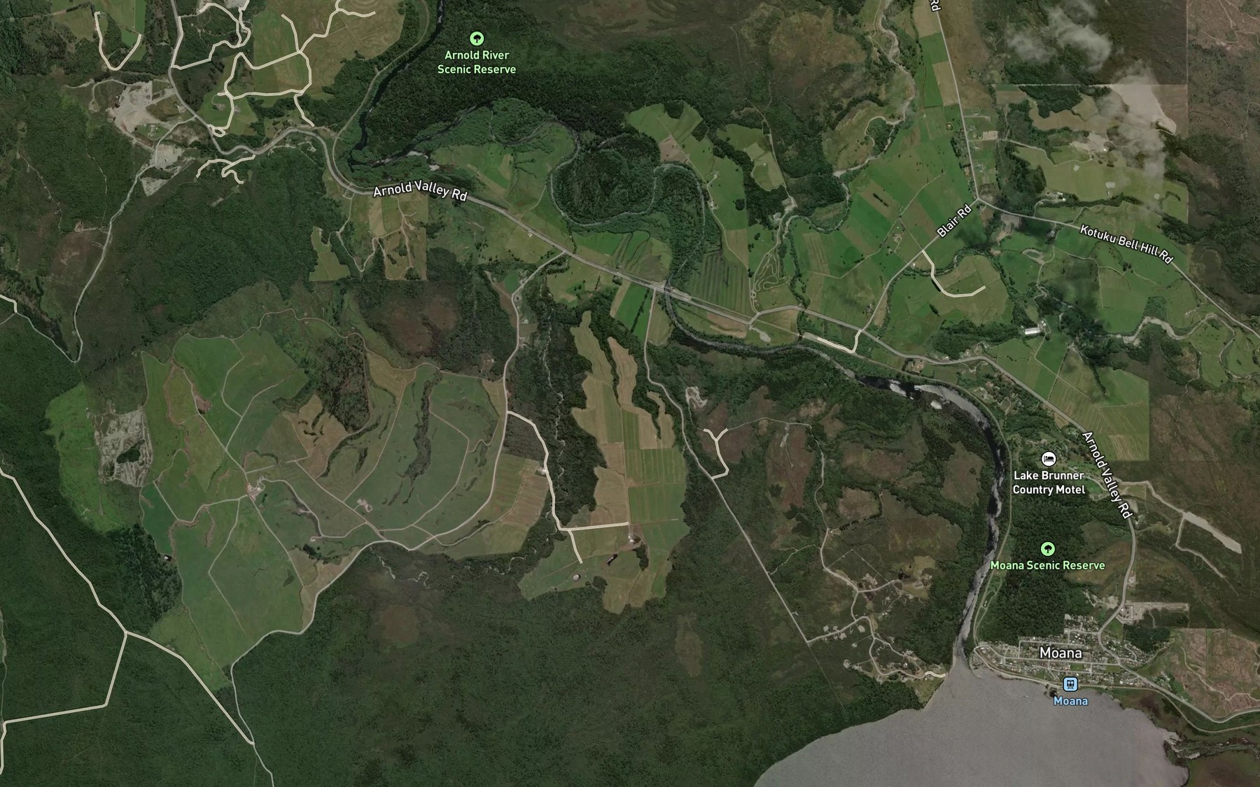 Satellite map of the Nieberg Creek
