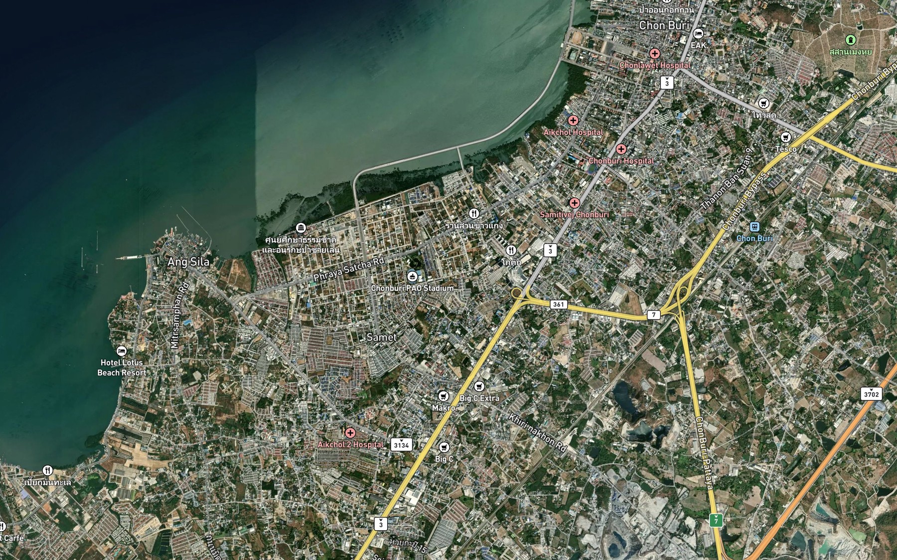 Satellite map of the Khlong Ramu