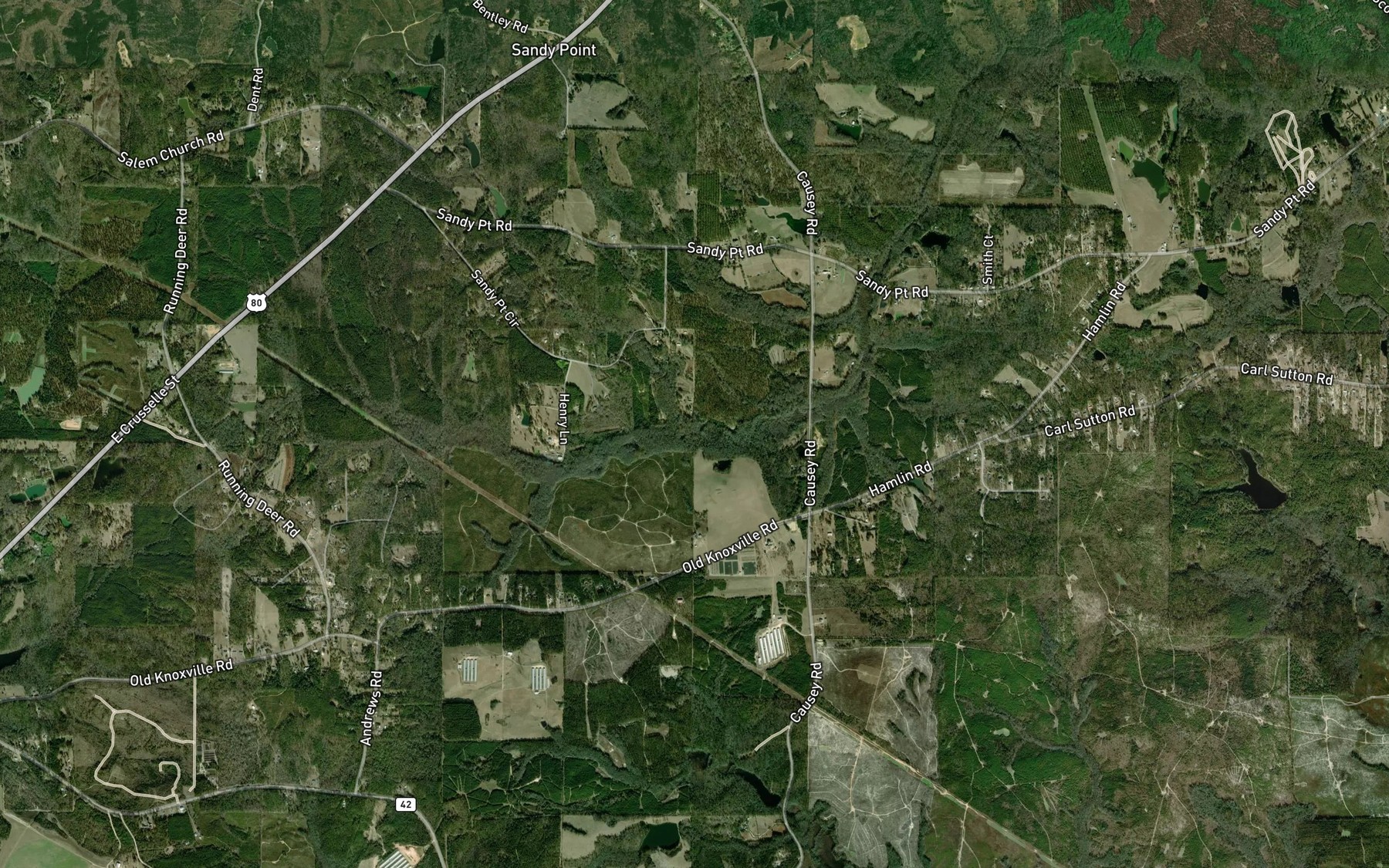 Satellite map of the Dent Pond Branch
