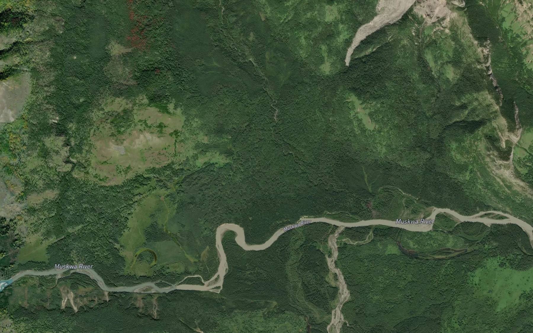 Satellite map of the Crehan Creek