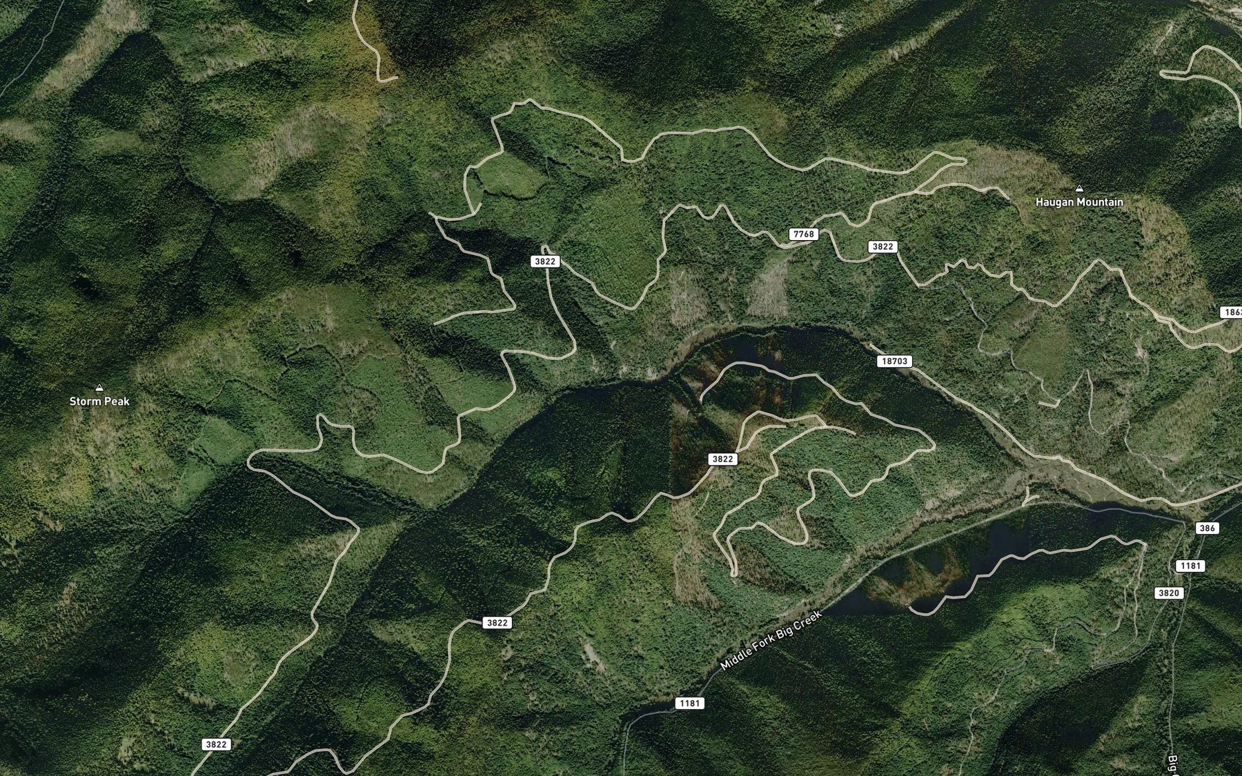 Satellite map of the Storm Creek