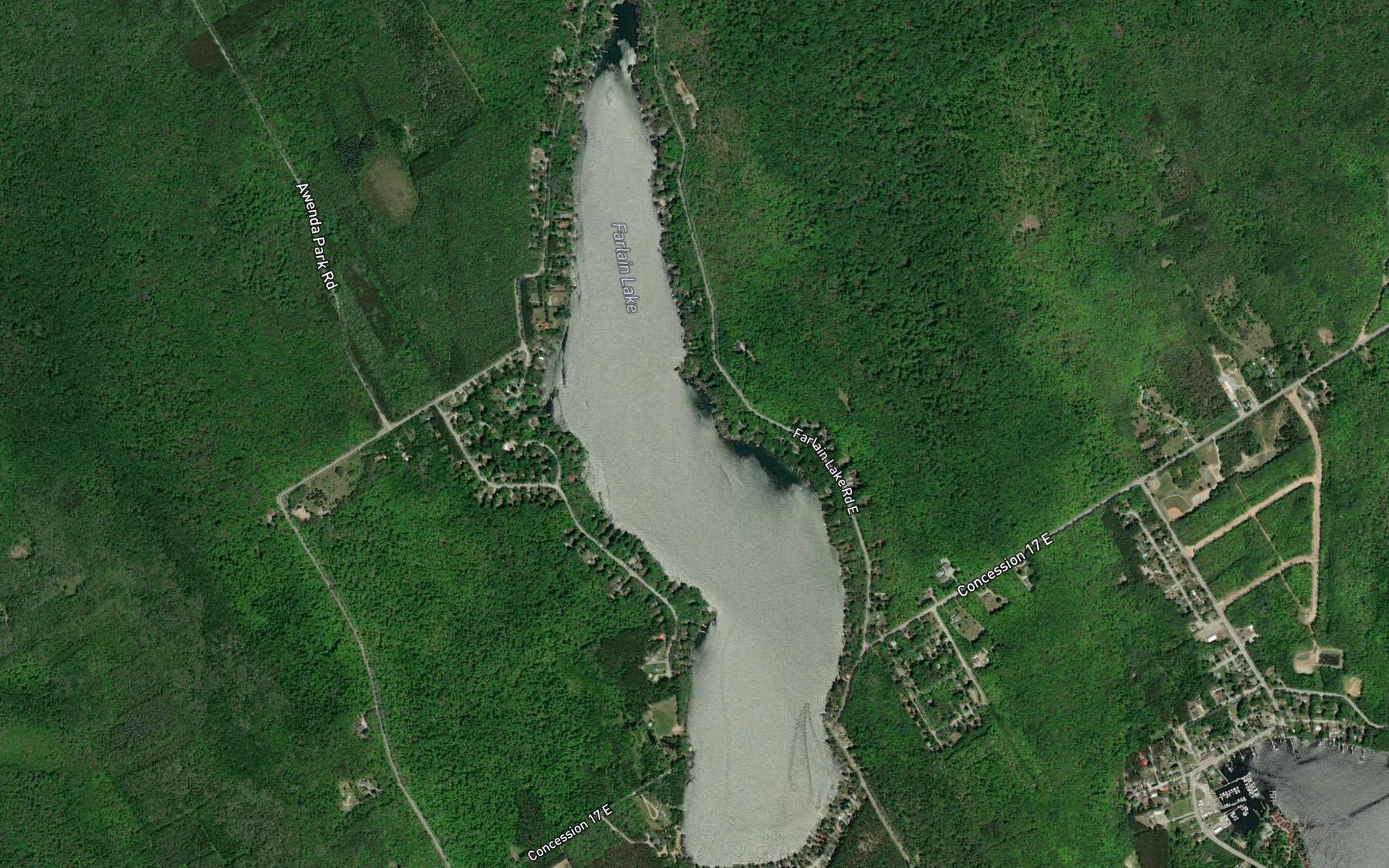 Satellite map of the Farlain Lake