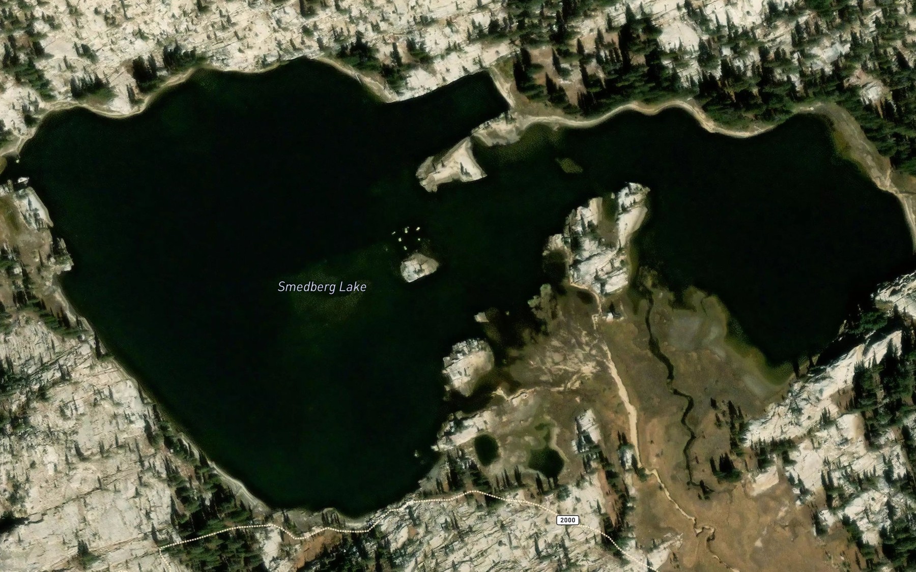 Satellite map of the Smedberg Lake