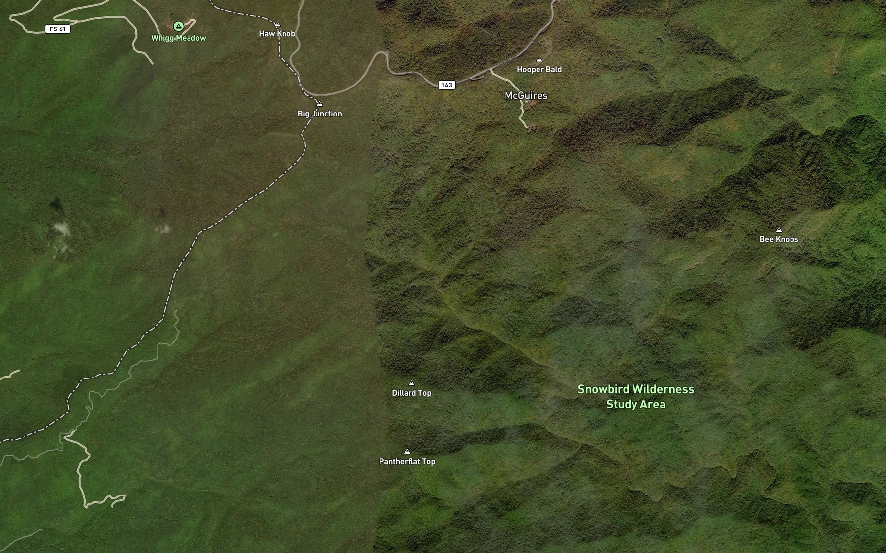 Satellite map of the Bearpen Branch