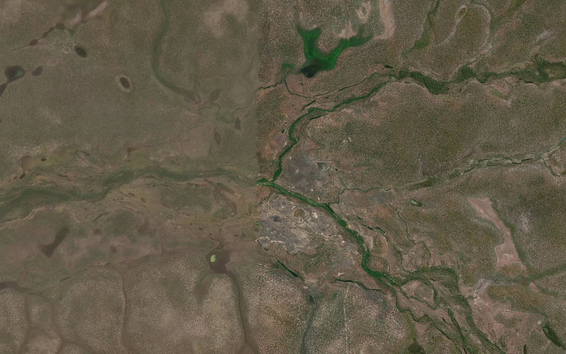 Satellite map of the Pretender Creek