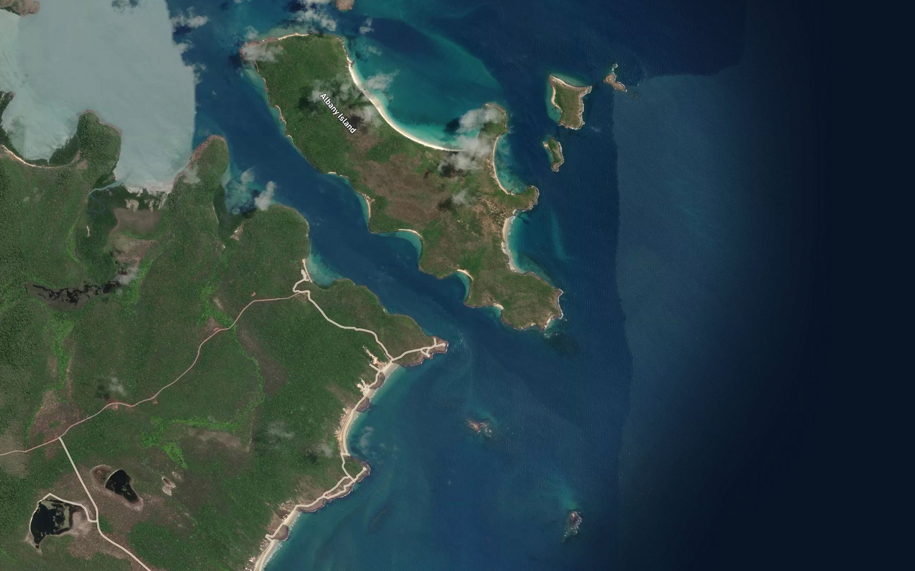 Satellite map of the Burnett Bay