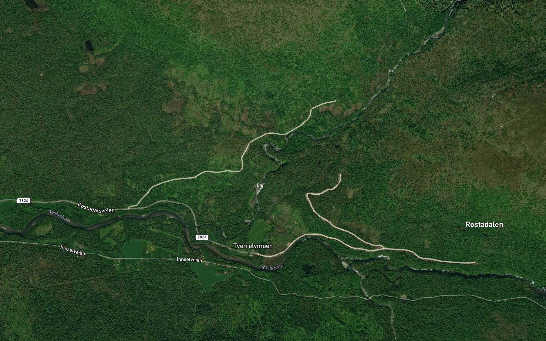 Satellite map of the Tverrelvfossen