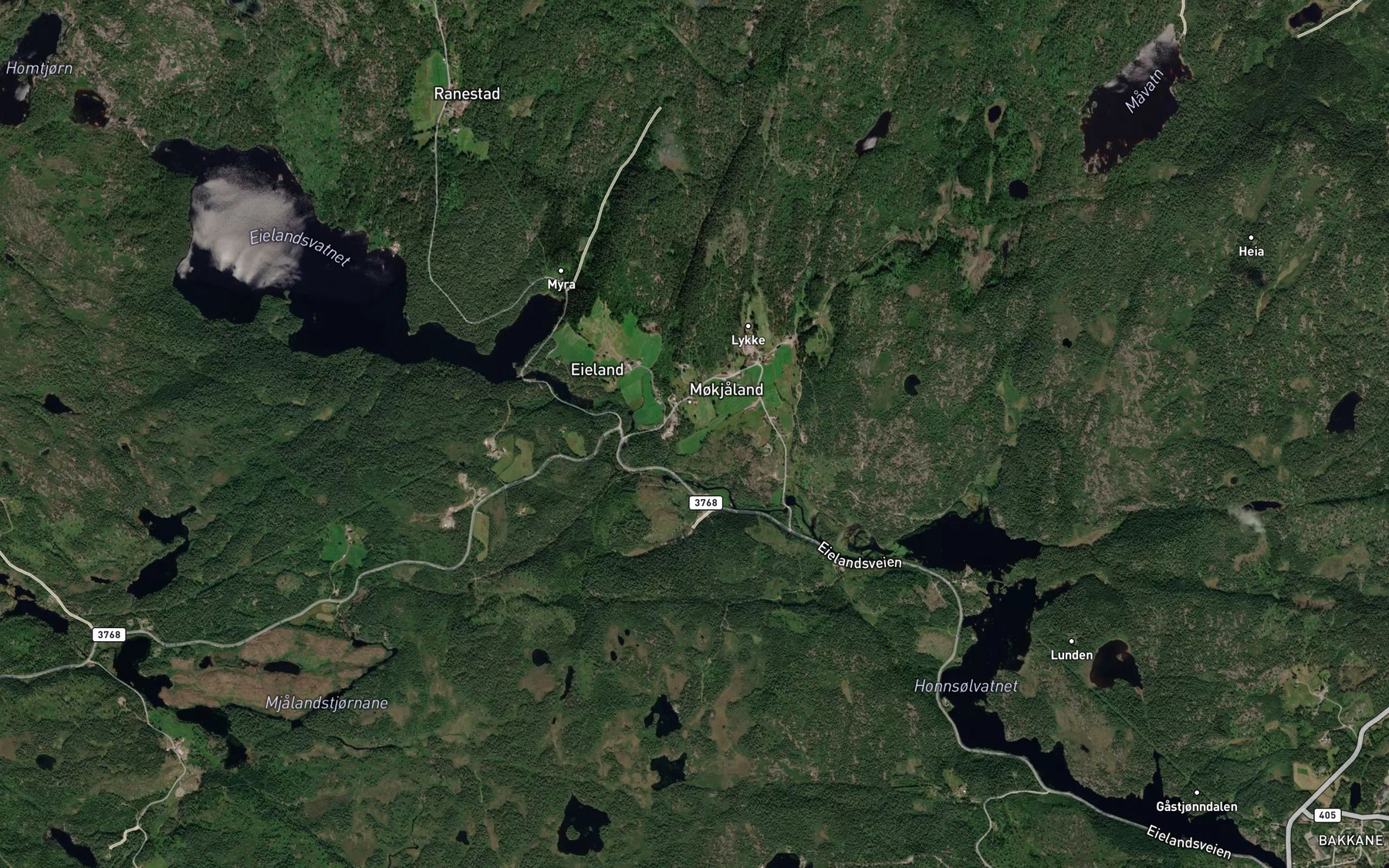 Satellite map of the Mokjalandsbekken