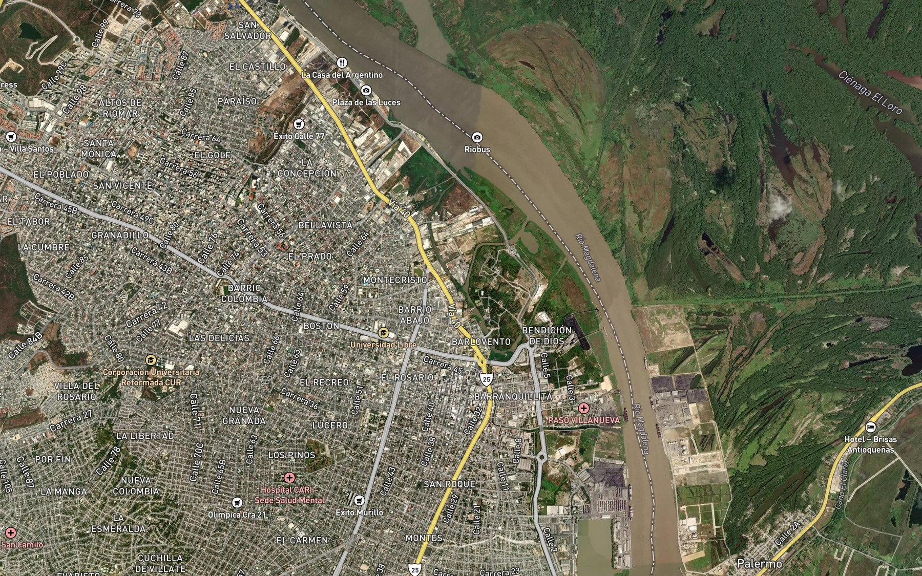 Satellite map of the Cano La Compania