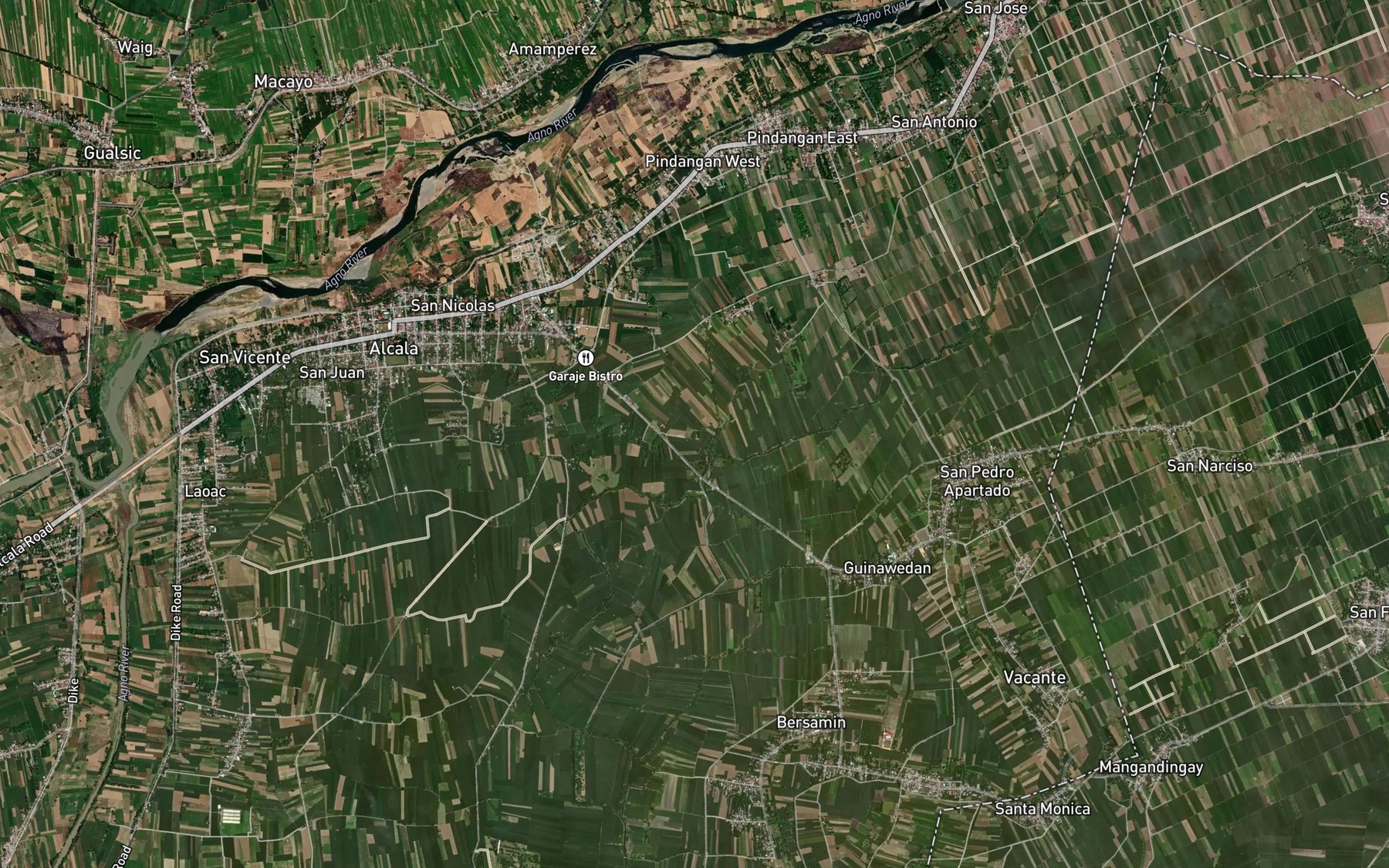 Satellite map of the River Calilina