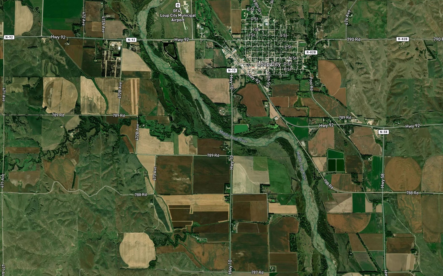 Satellite map of the Cob Creek