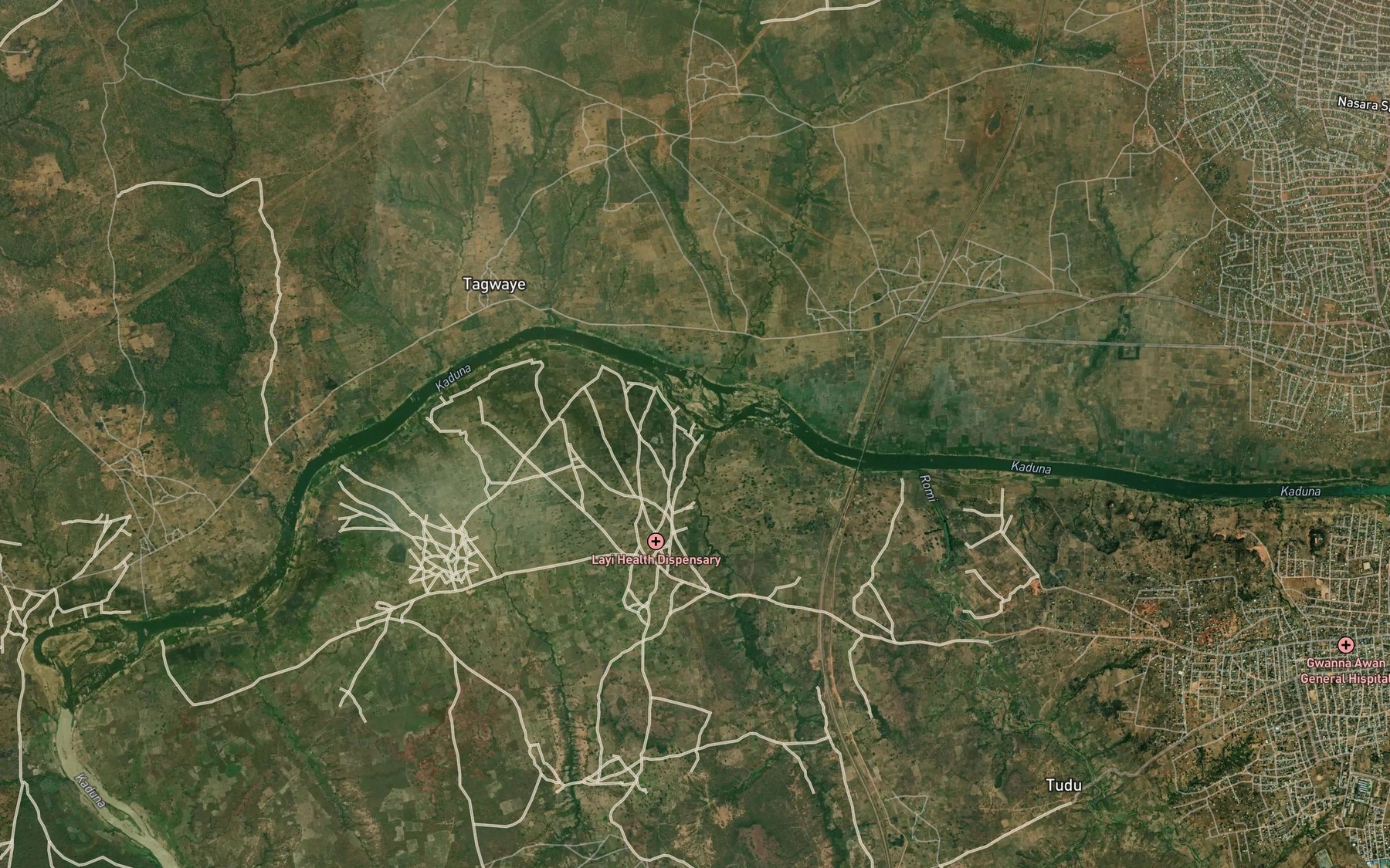 Satellite map of the River Topo