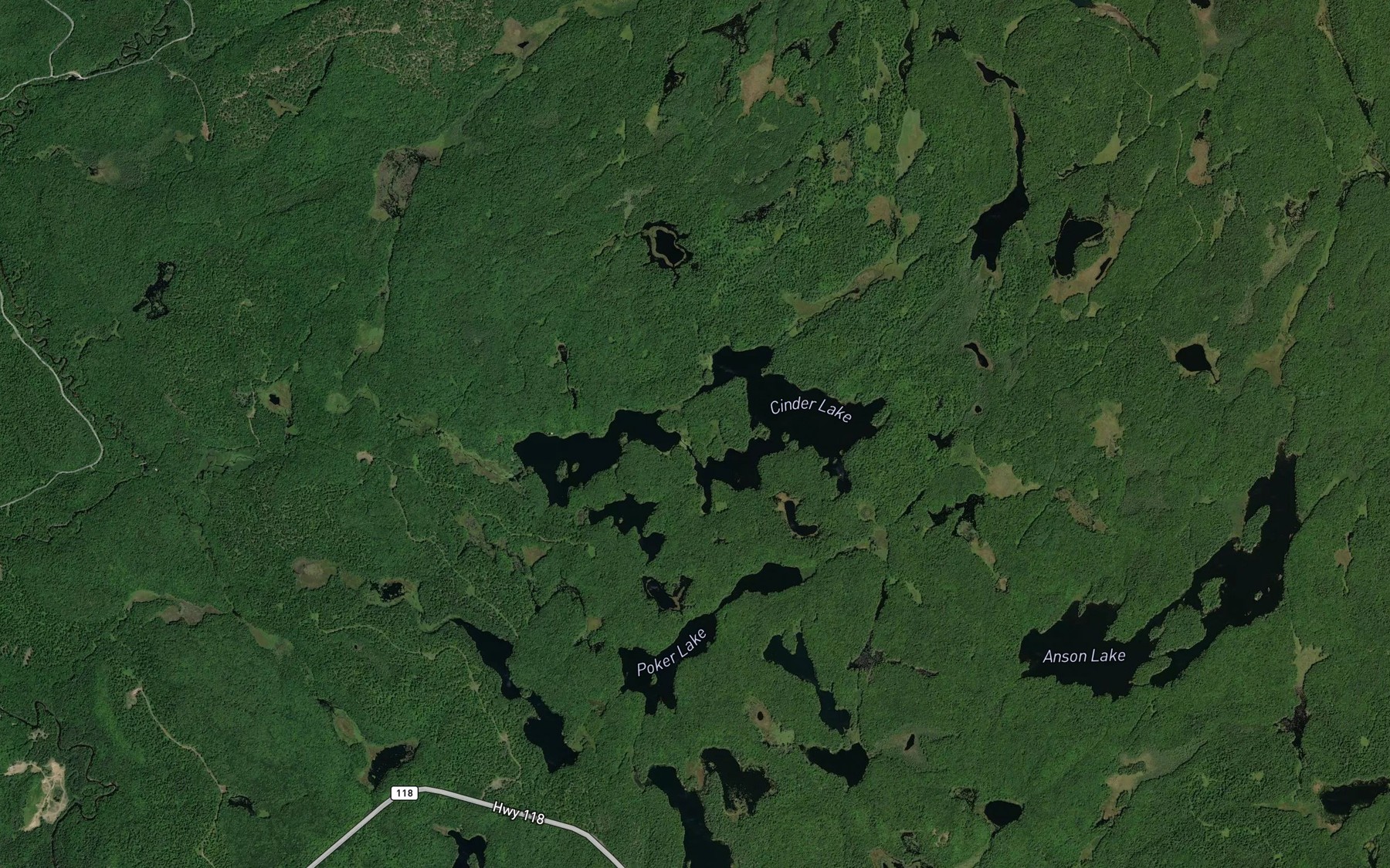 Satellite map of the Cinder Lake