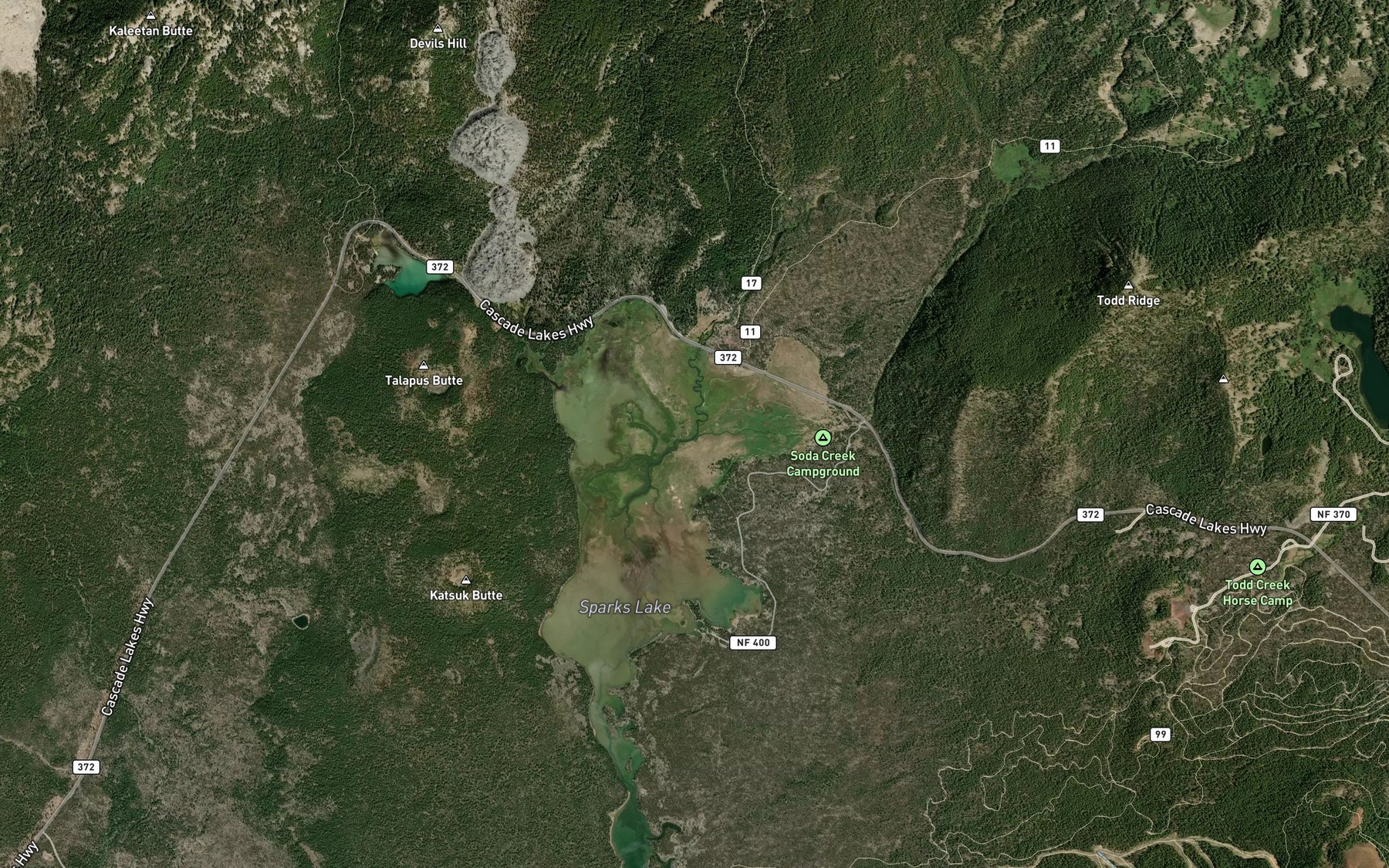 Satellite map of the Soda Creek