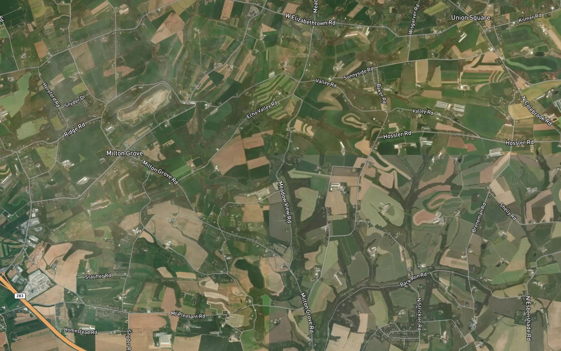 Satellite map of the Brubaker Run