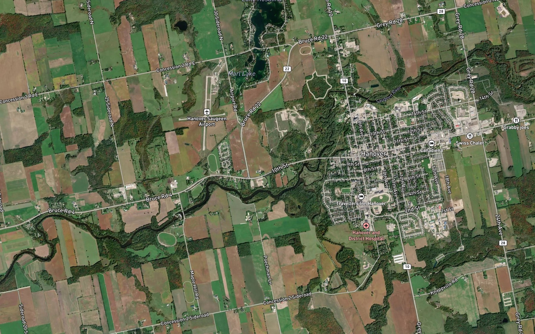 Satellite map of the Marl Creek