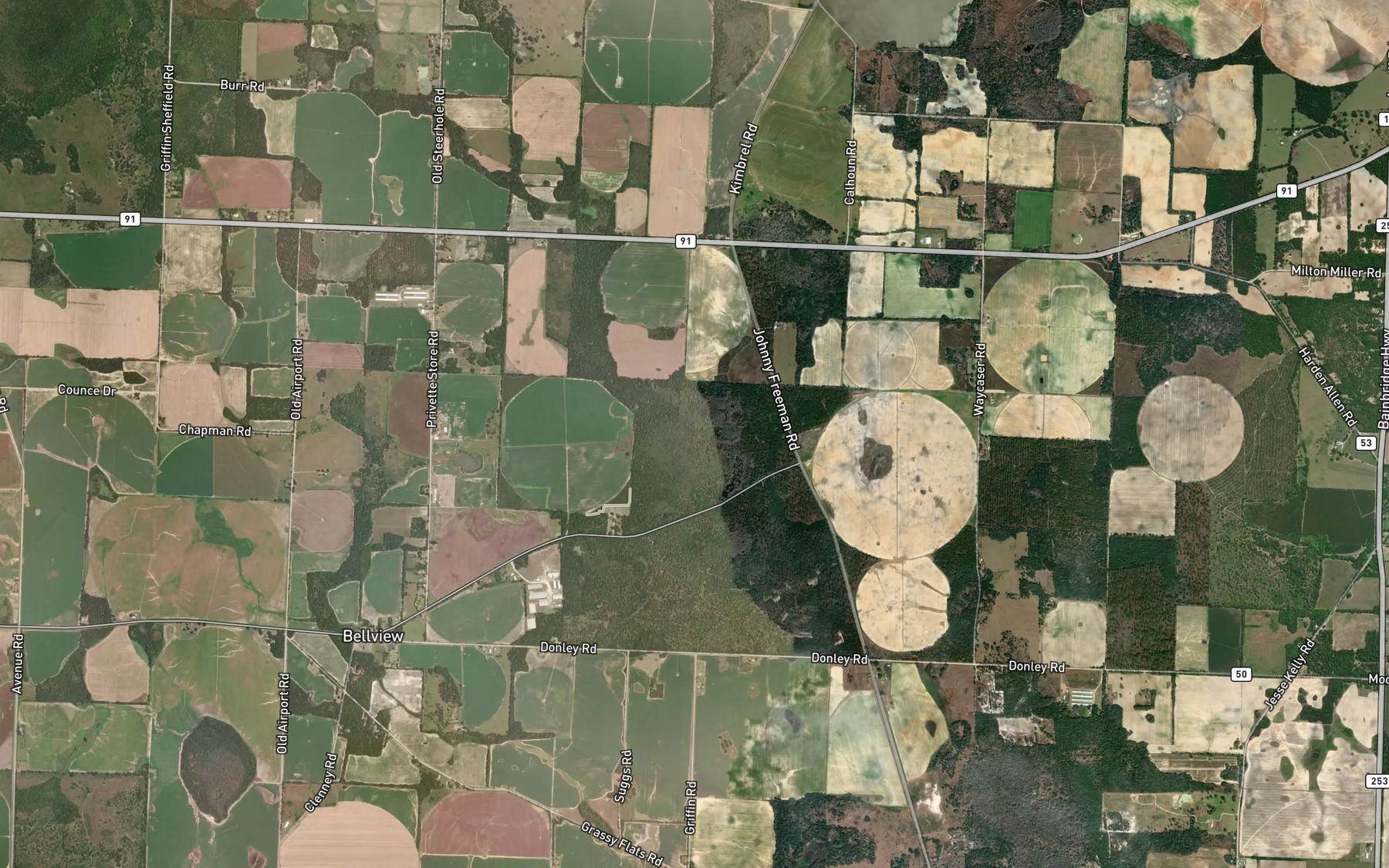 Satellite map of the Davis Pond