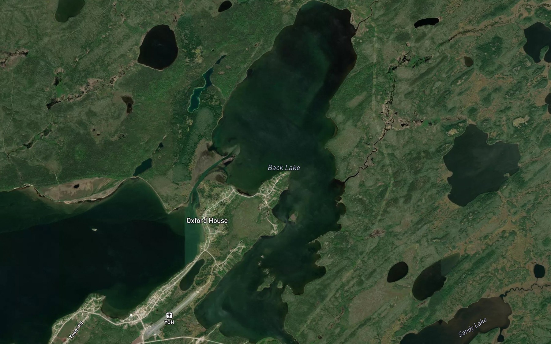 Satellite map of the Back Lake