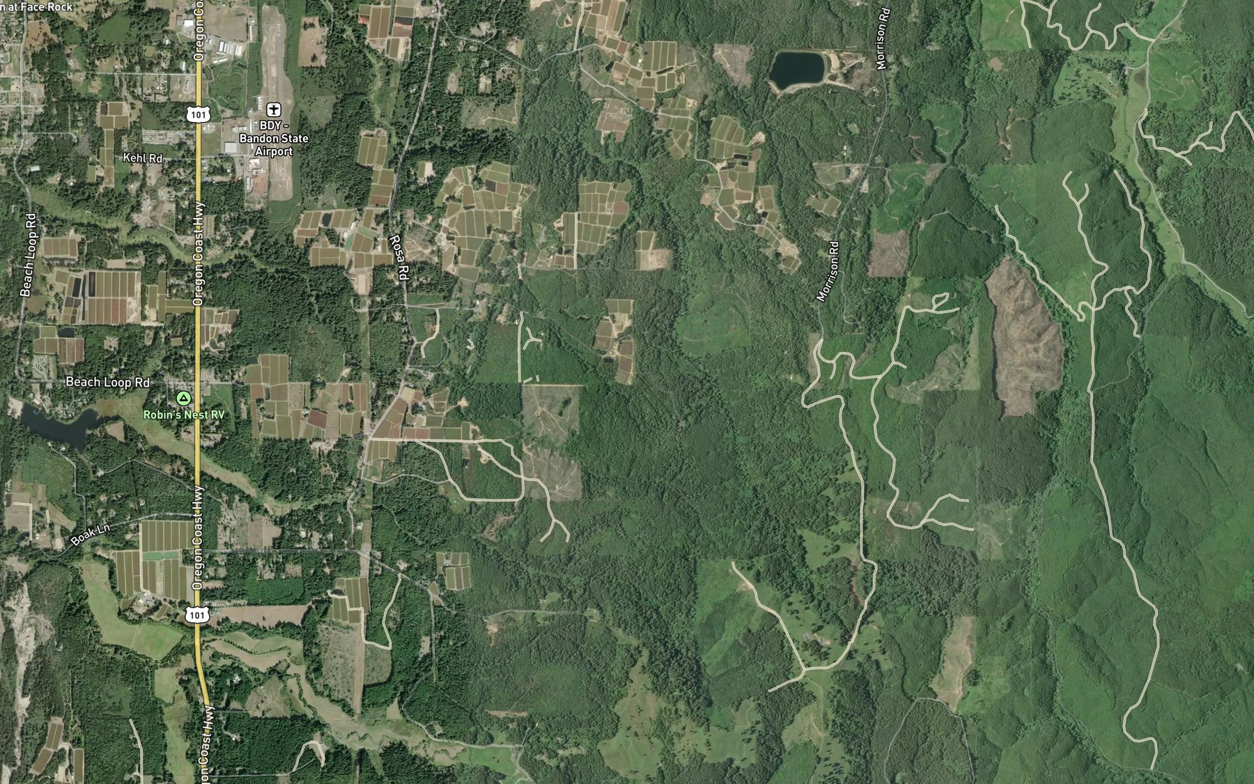 Satellite map of the Baker Creek